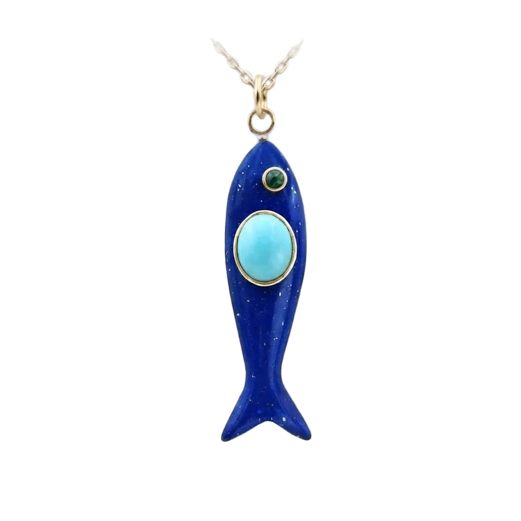 Nerida Fish Necklace · Blue