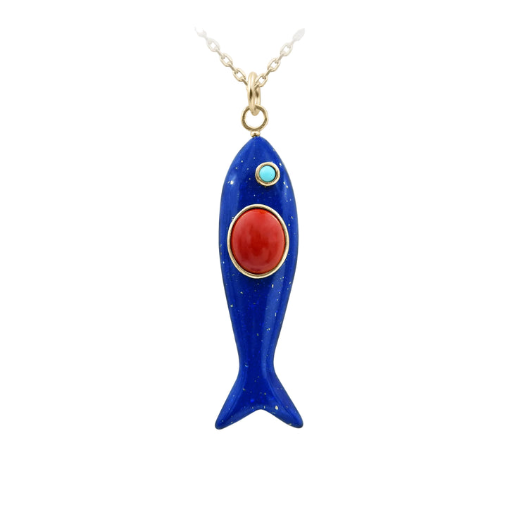 Nerida Fish Necklace · Blue