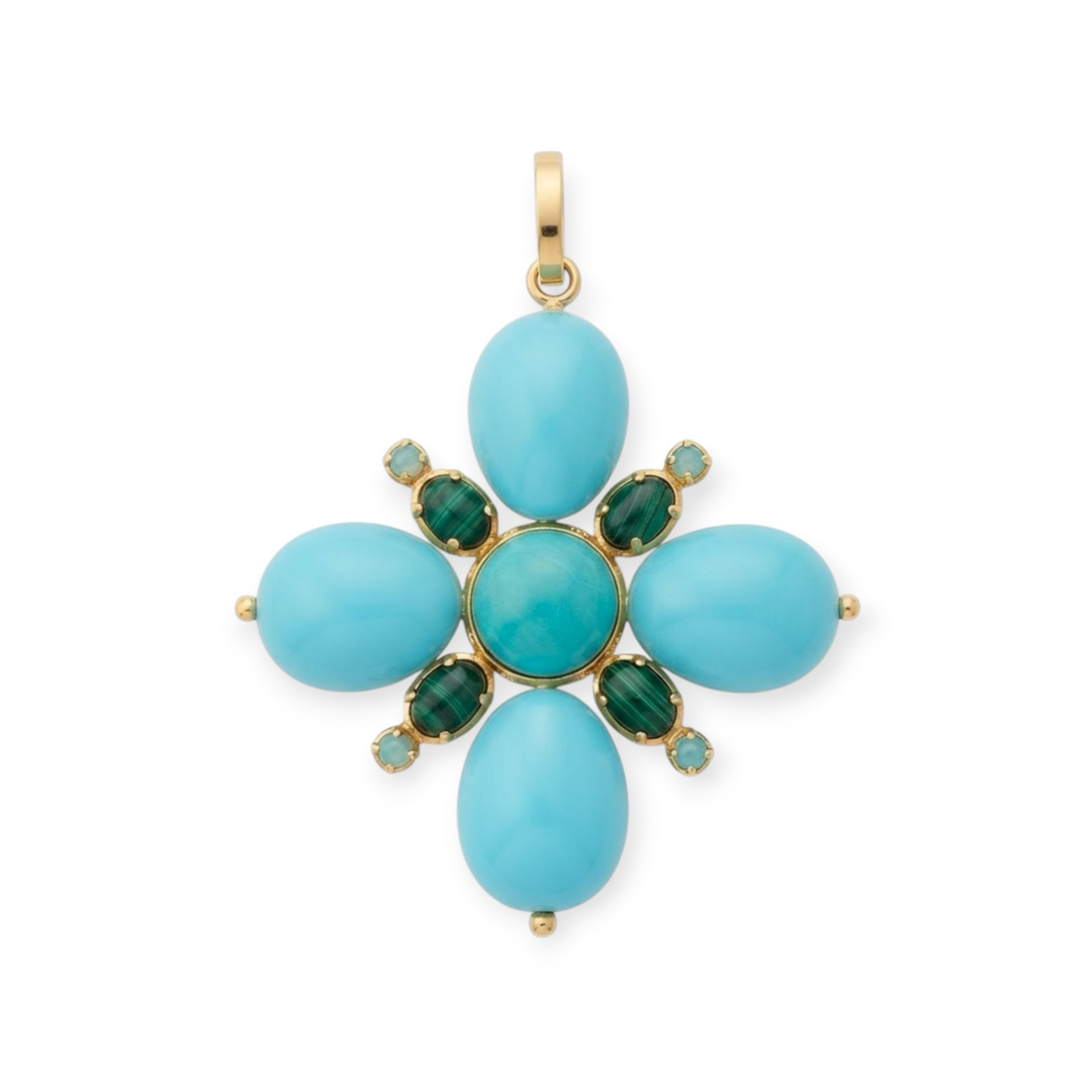 Amalia Turquoise Flower Pendant Necklace