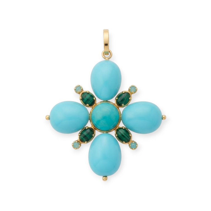 Amalia Turquoise Flower Pendant Necklace