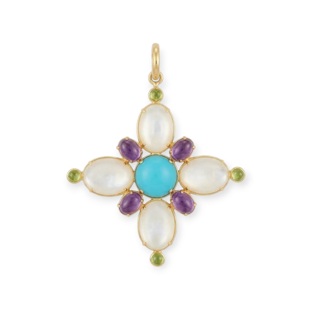 Camelia Mother of Pearl Flower Pendant Necklace