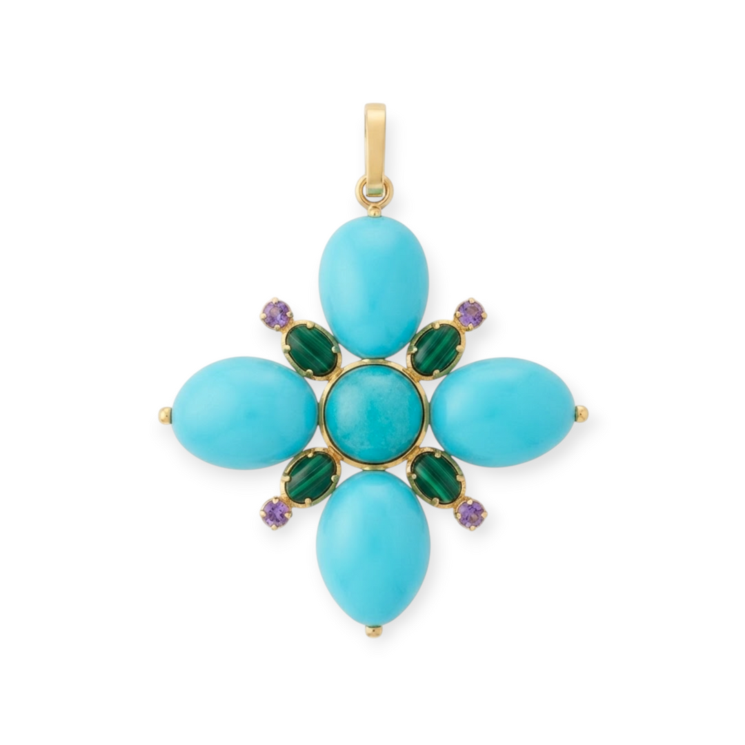 Amalia Turquoise Flower Pendant Necklace