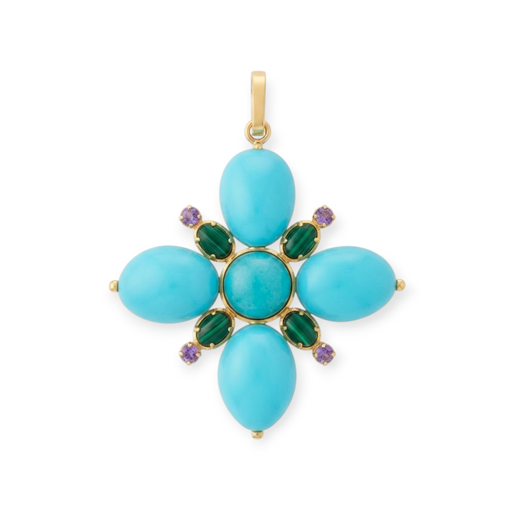 Amalia Turquoise Flower Pendant Necklace