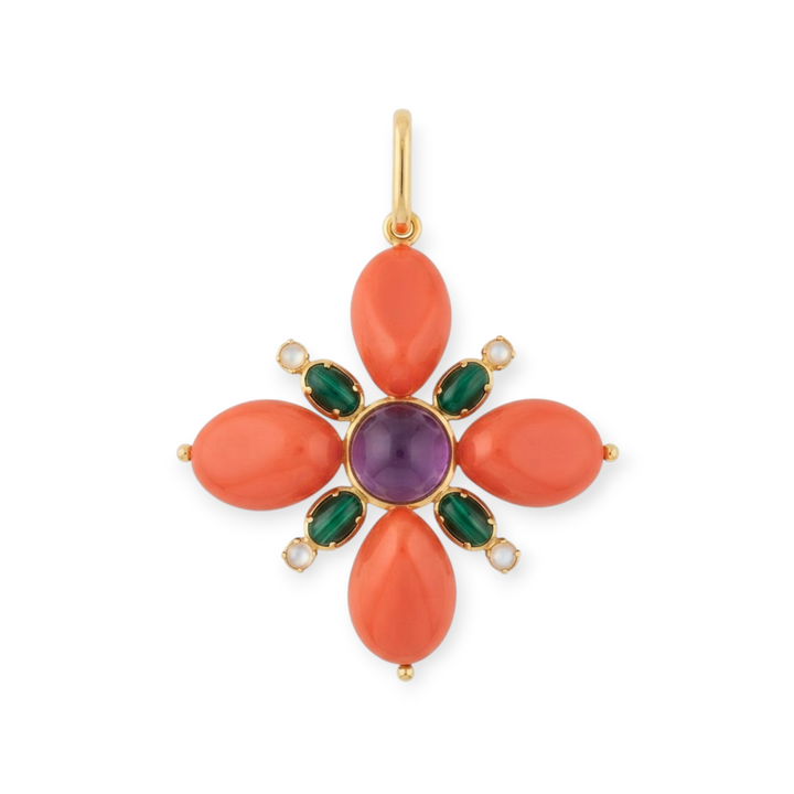 Amalia Coral Flower Pendant Necklace
