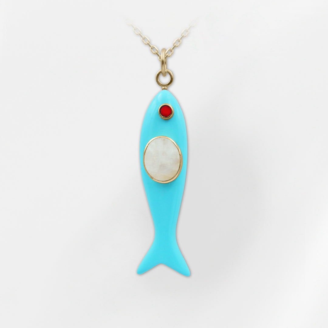 Nerida Fish Necklace · Turquoise