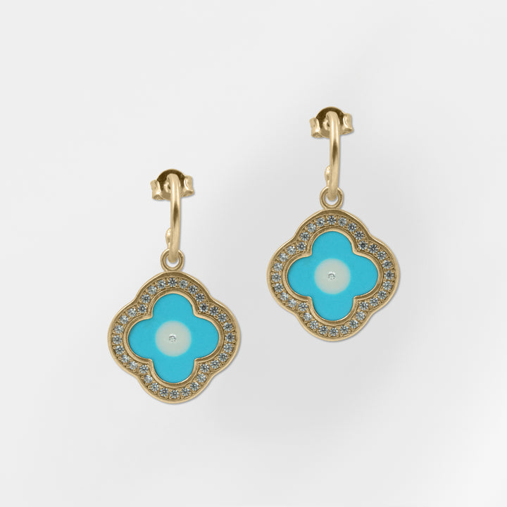 Mykonos, Turquoise Clover Hoop Earrings