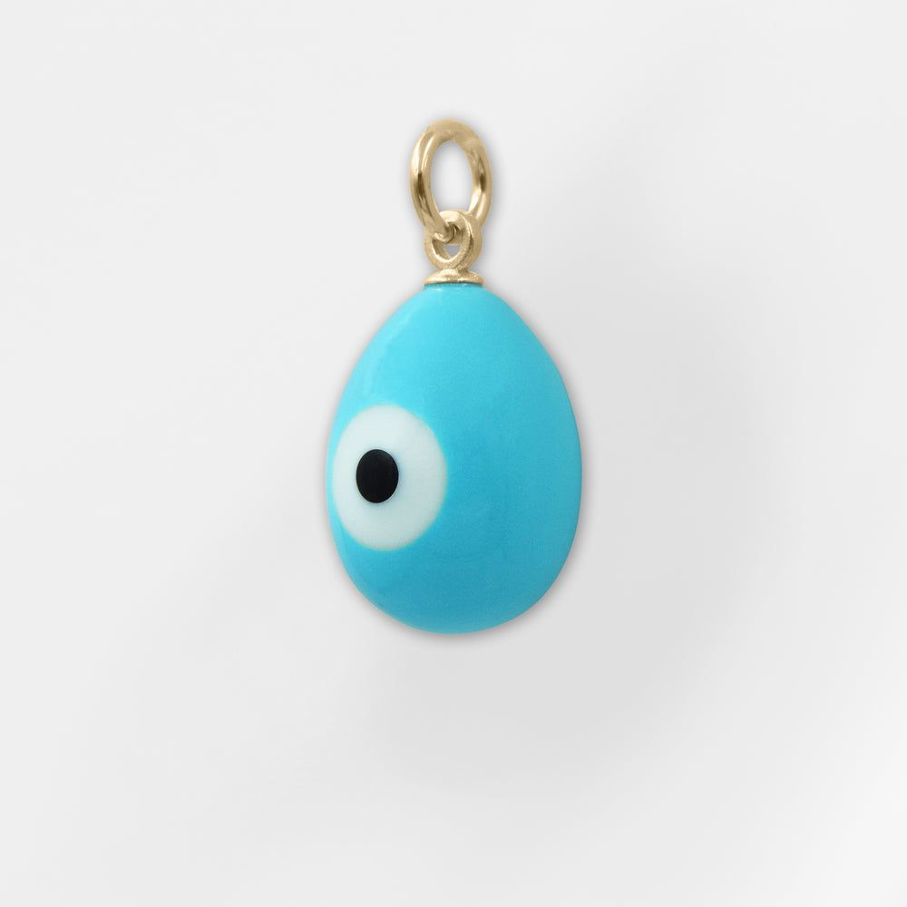 Greek Evil Eye Egg Turquoise Pendant - Helen Georgio