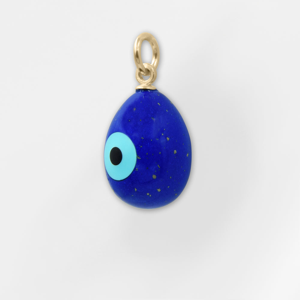 Greek Evil Eye Egg Blue Pendant - Helen Georgio