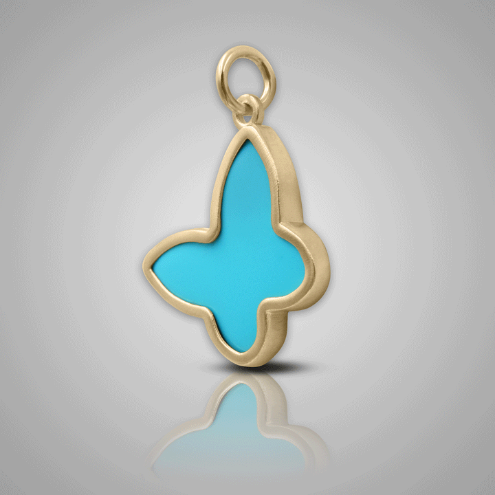 Aella, 18k Gold Plated Turquoise Butterfly Charm