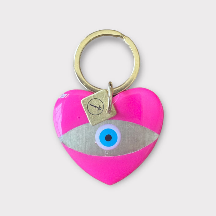 Bord de l’eau, Evil Eye Pink Heart Keychain - Helen Georgio