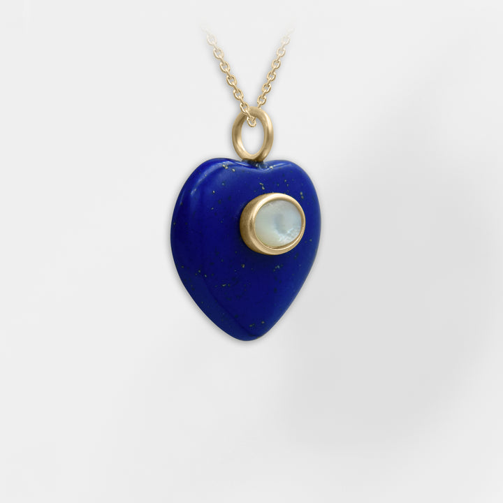 Aegean Heart, Handcrafted Blue and Moonstone Heart Pendant