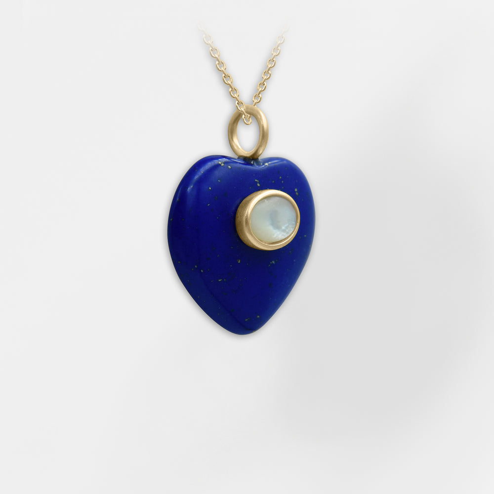 Aegean Heart, Handcrafted Blue and Moonstone Heart Pendant - Helen Georgio