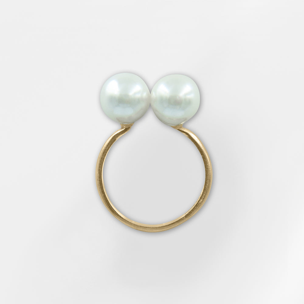 Chloe Duo Ring, 18k Gold Plated Mother of Pearl Ring - Helen Georgio