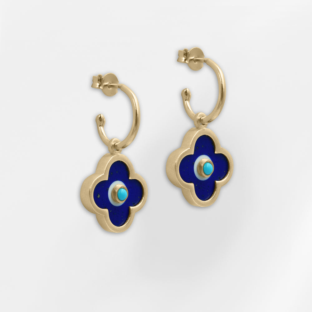 Thalia, Blue Clover Dangle Earrings - Helen Georgio