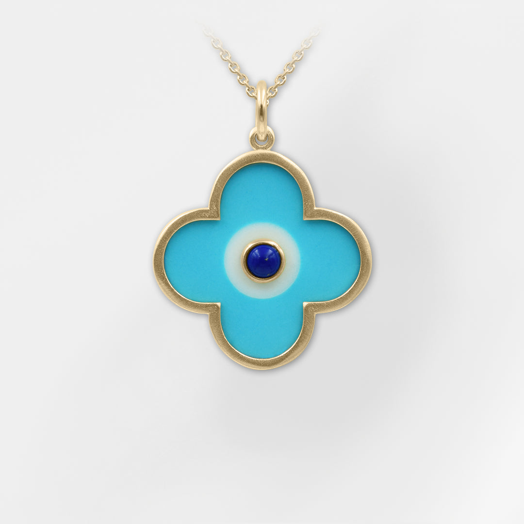 Thalia Clover Pendant – Turquoise - Helen Georgio