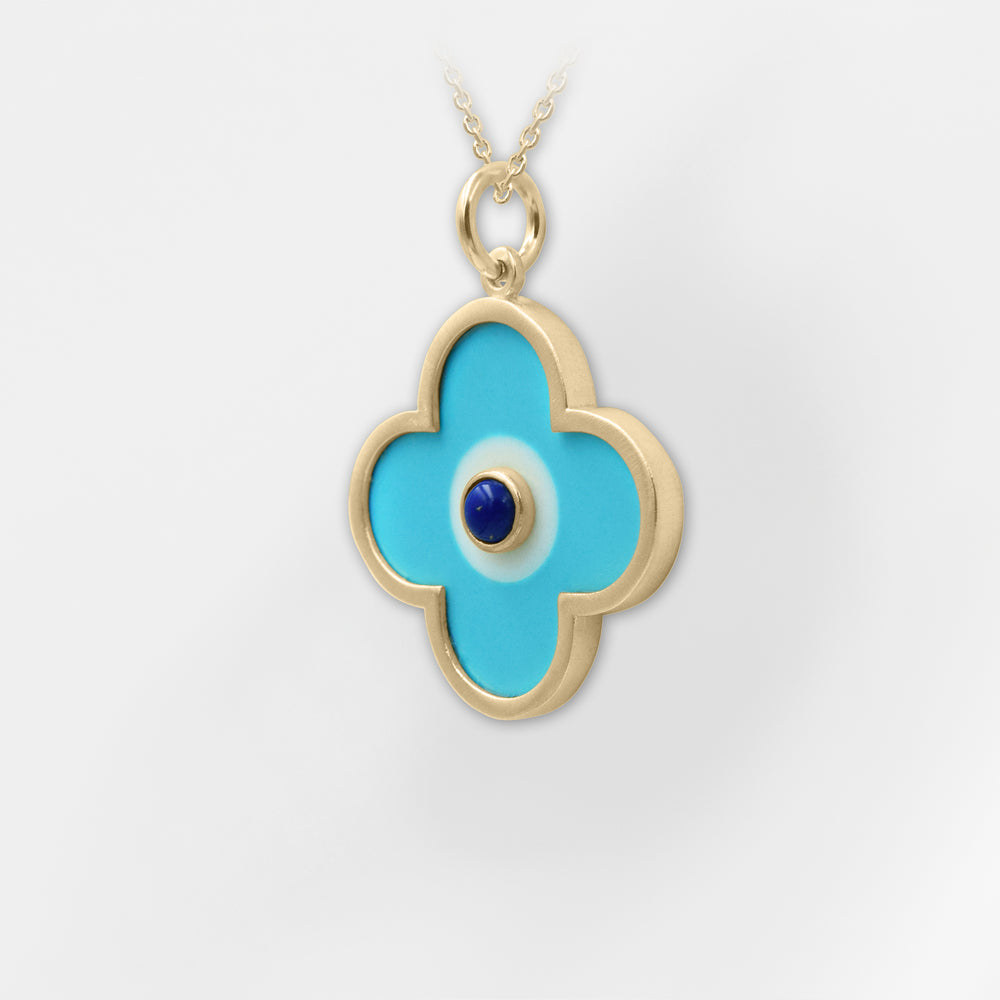 Thalia, Turquoise Clover Necklace - Helen Georgio