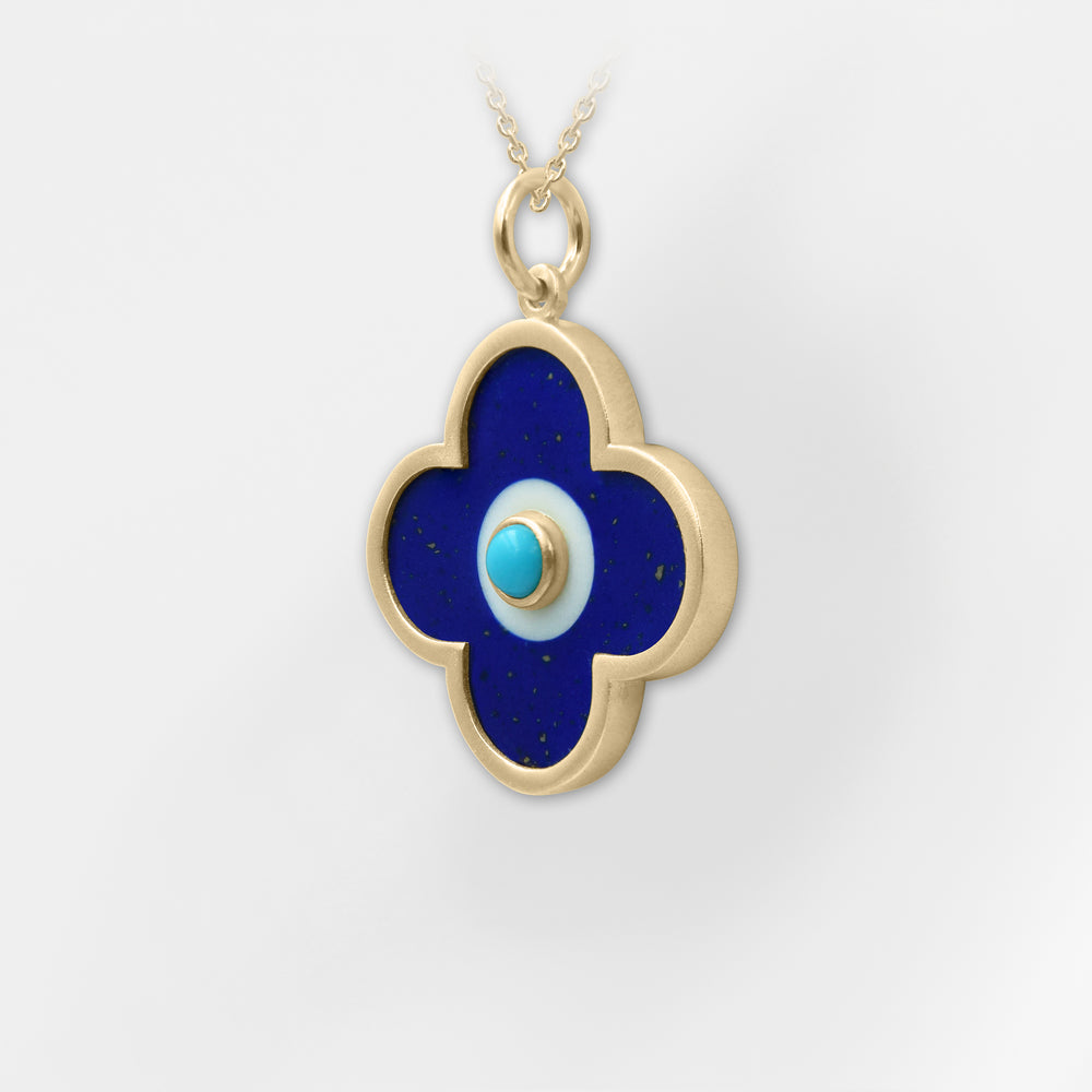 Thalia, Blue Clover Pendant - Necklace - Helen Georgio