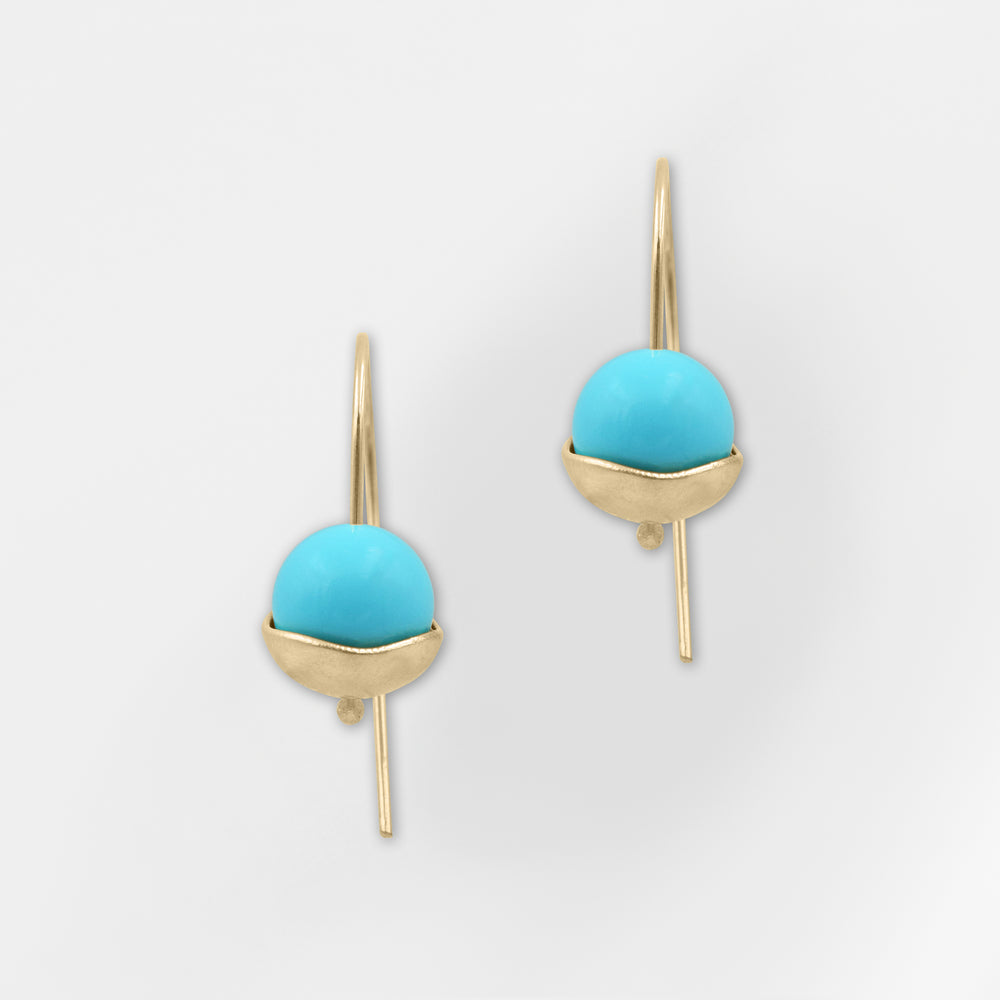 Handmade Ocean Whisper Earrings - 18K Gold Plated with Mother of Pearl or Turquoise - Helen Georgio