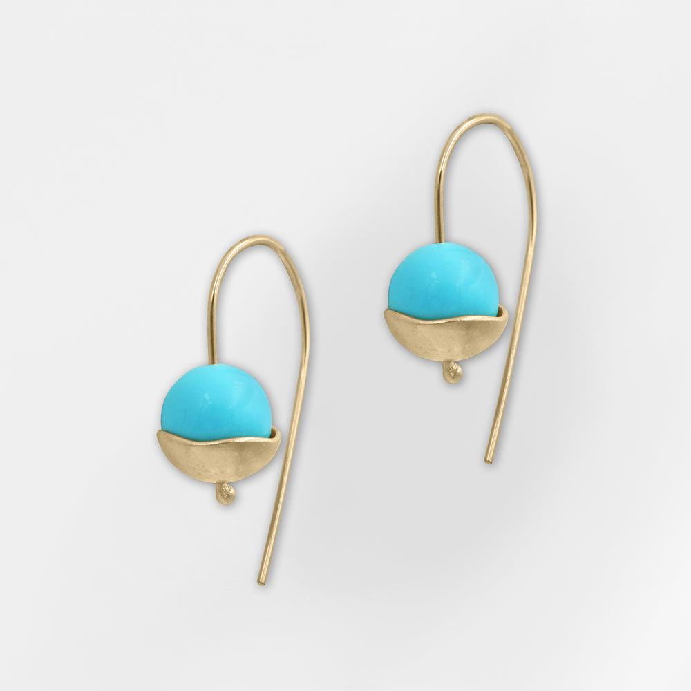 Handmade Ocean Whisper Earrings - 18K Gold Plated with Turquoise or Mother of Pearl - Helen Georgio