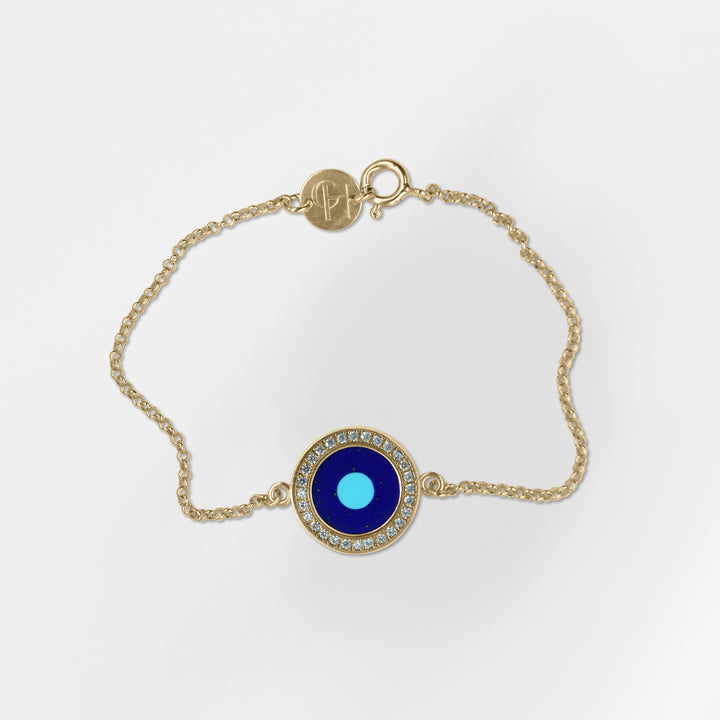 Helios, Blue Evil Eye Bracelet with White Zircon