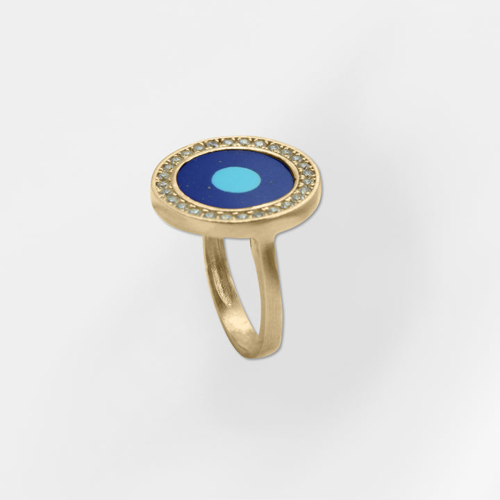 Helios, Blue Evil Eye Ring with White Zircon