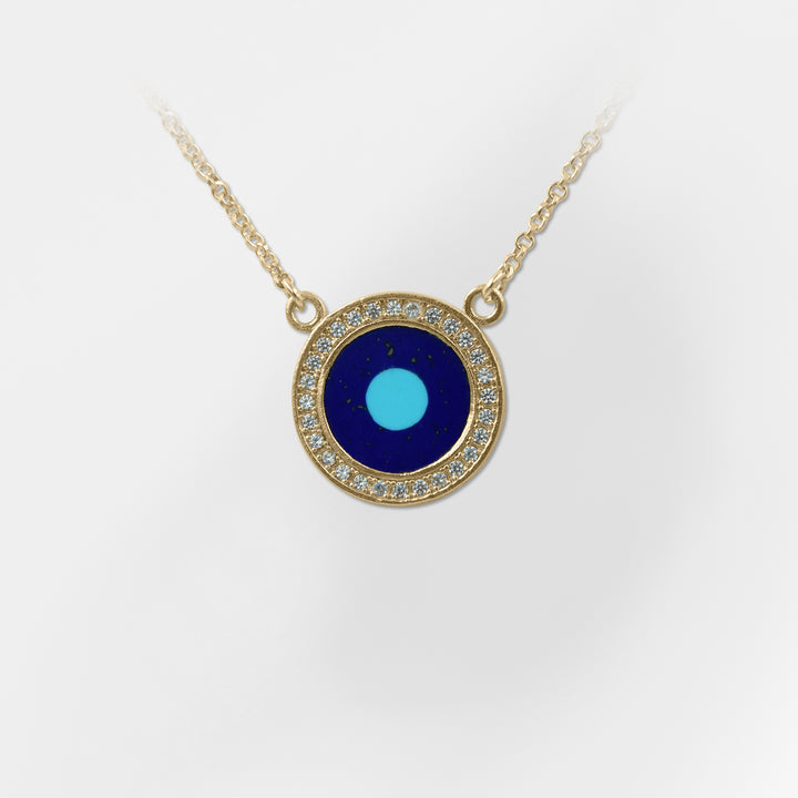 Helios, Blue Evil Eye Necklace with White Zircon