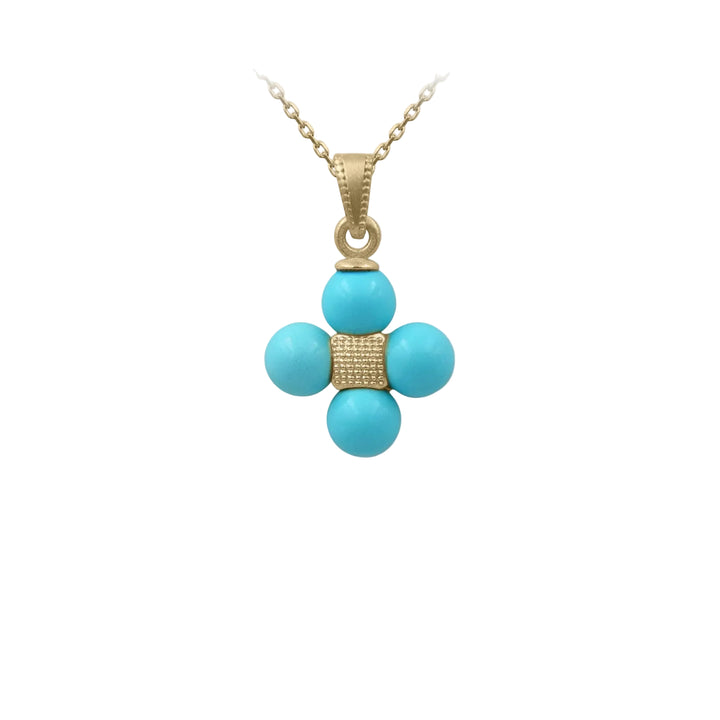 Sophia Mini Turquoise Cross Pendant - 14k Gold