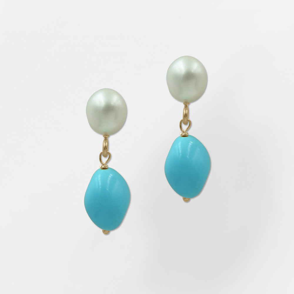 Santorini Drops, Pearl and Turquoise Earrings - Helen Georgio