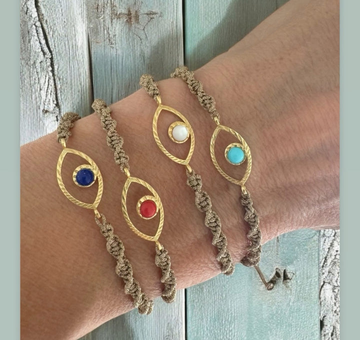 Glow Bracelet- Handmade Macrame,  Evil Eye Bracelet