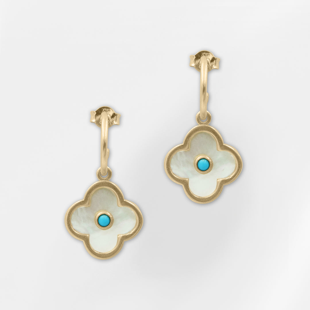 Thalia, Mother of Pearl Clover Dangle Earrings - Helen Georgio