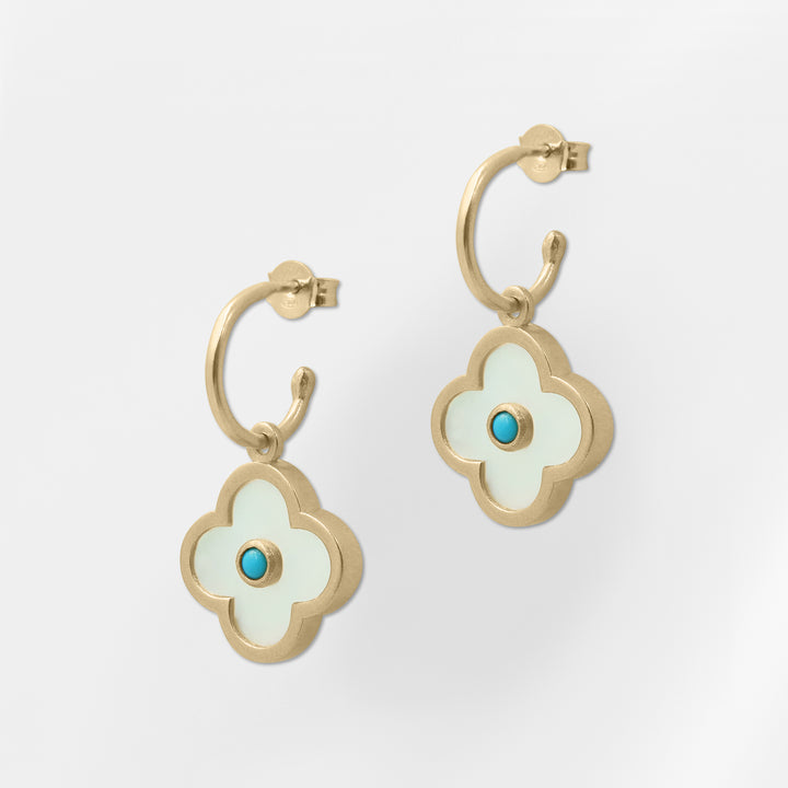 Thalia, Mother of Pearl Clover Dangle Earrings - Helen Georgio