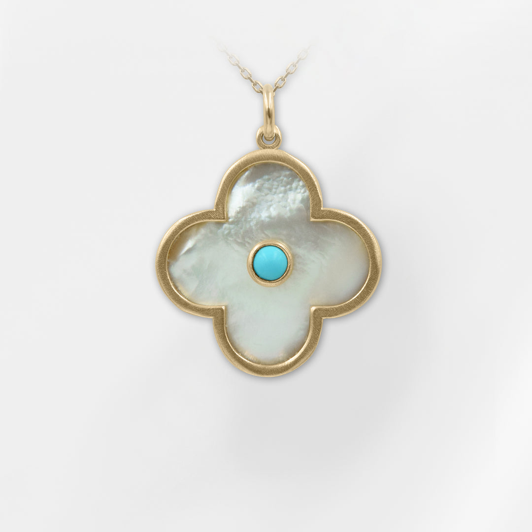 Thalia, Mother of Pearl Clover Pendant-Necklace, Small - Helen Georgio