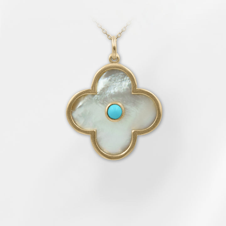 Thalia, Mother of Pearl Clover Pendant-Necklace, Small - Helen Georgio