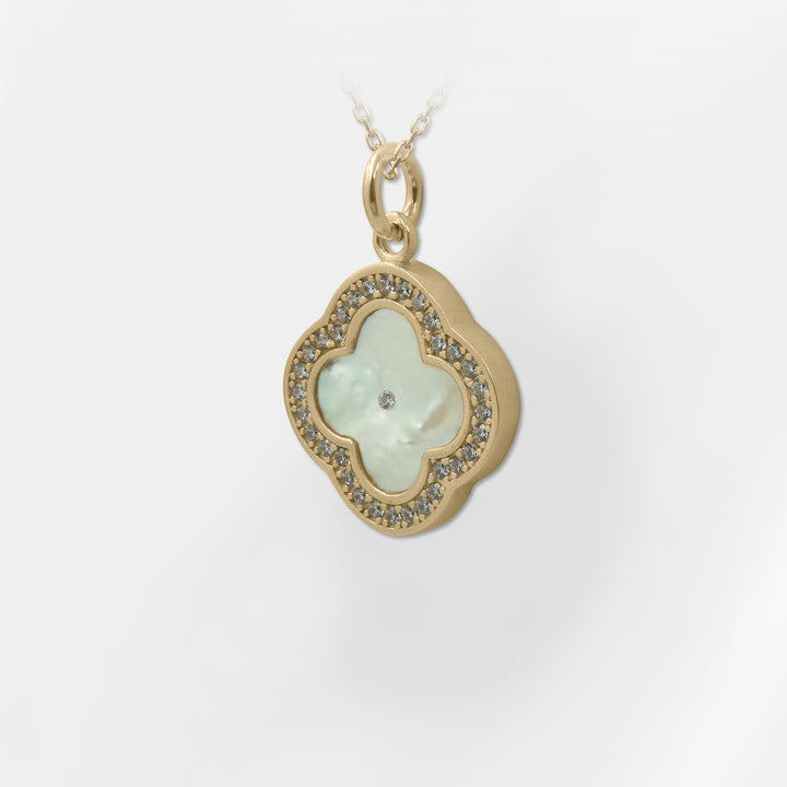 Mykonos, Mother of Pearl Pendant with a Frame of White Zircons - Helen Georgio