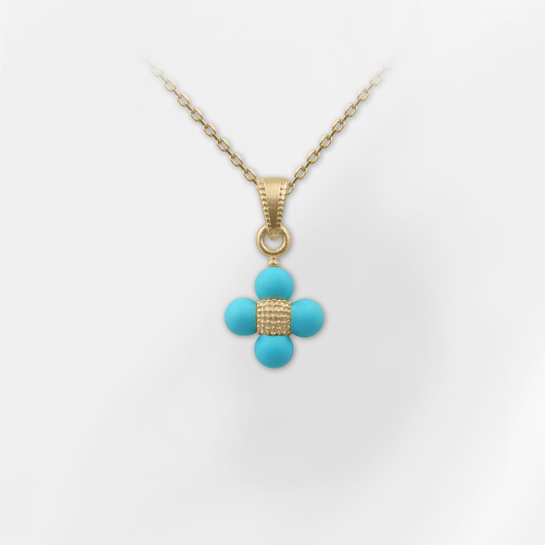 Sophia Turquoise Beaded Cross Pendant-Necklace Petite - Helen Georgio