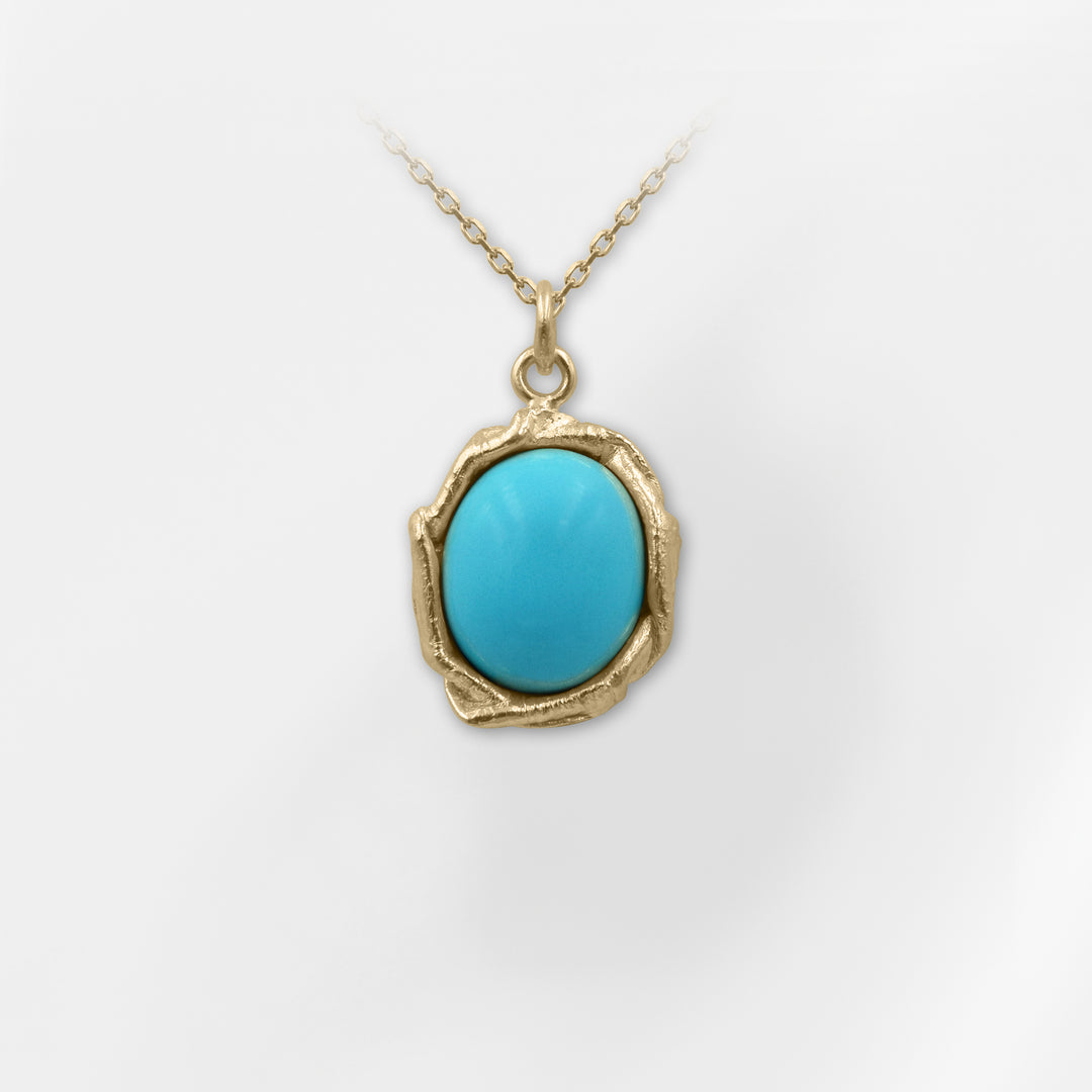 Orion, Handmade Turquoise Oval Pendant Necklace - Helen Georgio