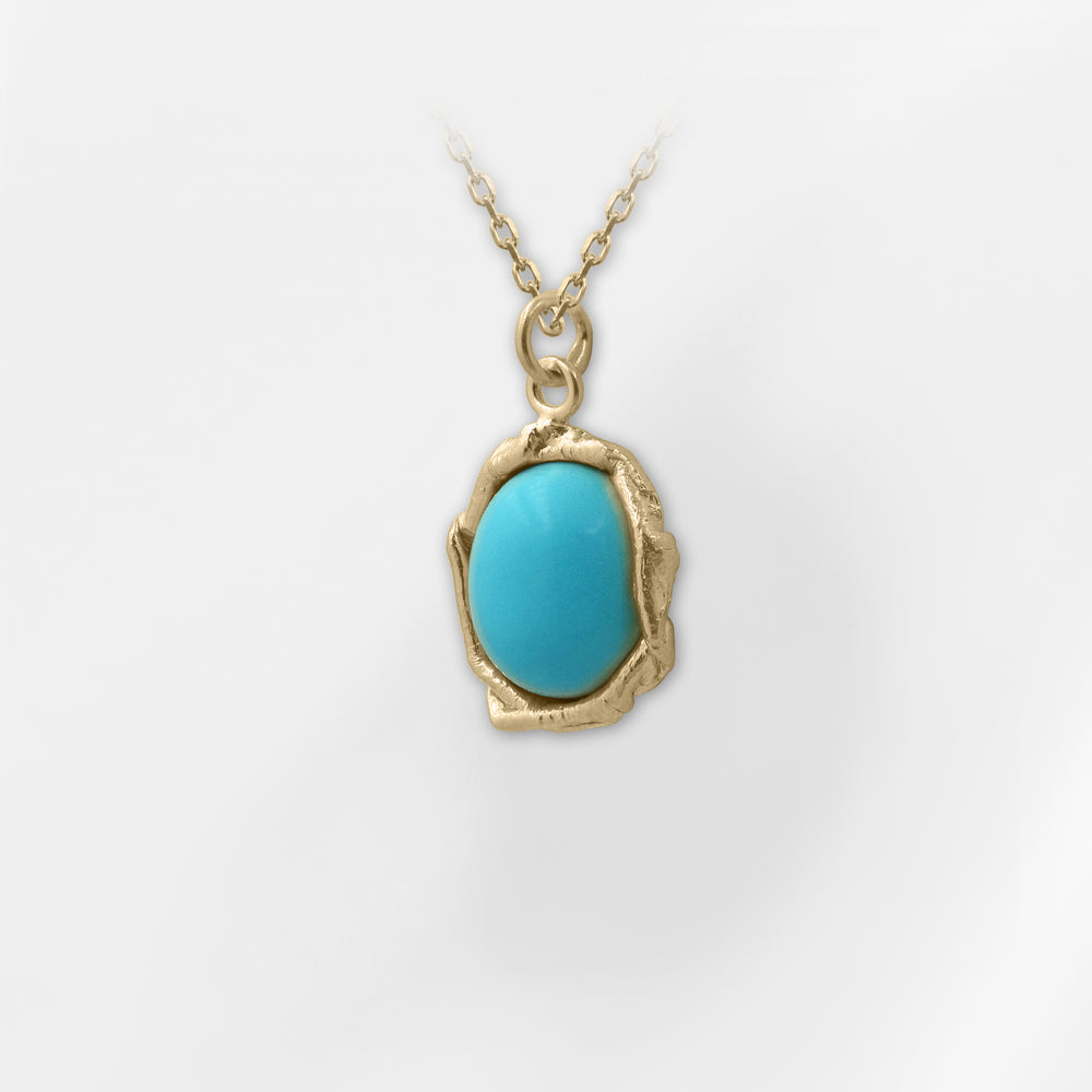 Orion, Handmade Turquoise Oval Pendant Necklace - Helen Georgio