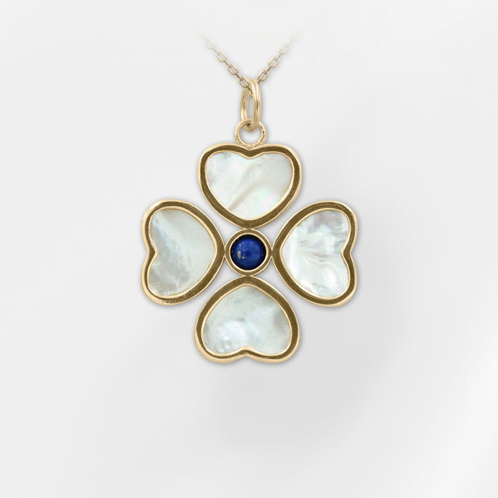 Anthos- Clover Pendant Necklace – Mother of Pearl, 18k Gold-Plated Sterling Silver