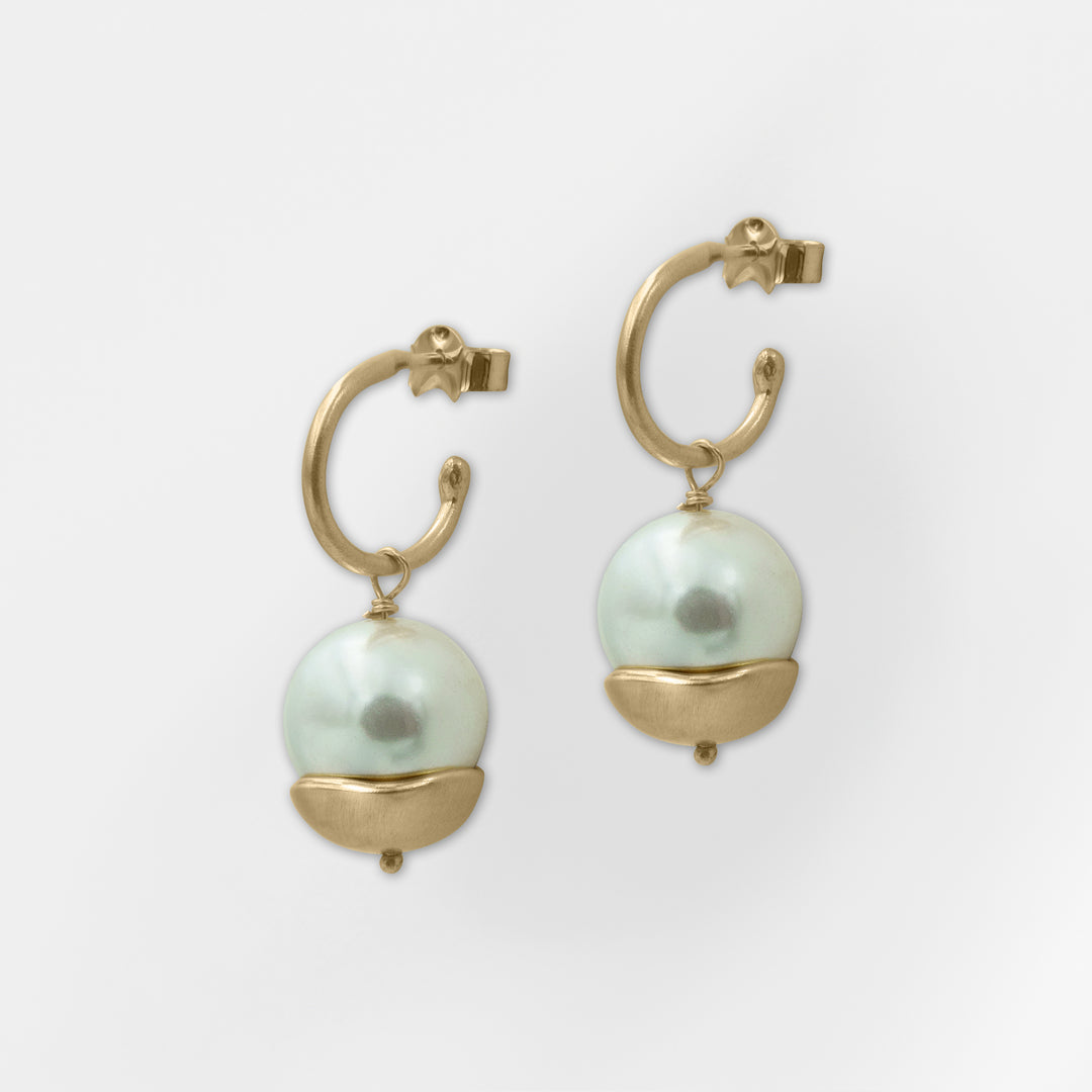 Handmade Ocean Whisper Earrings - 18K Gold Plated with Pearl