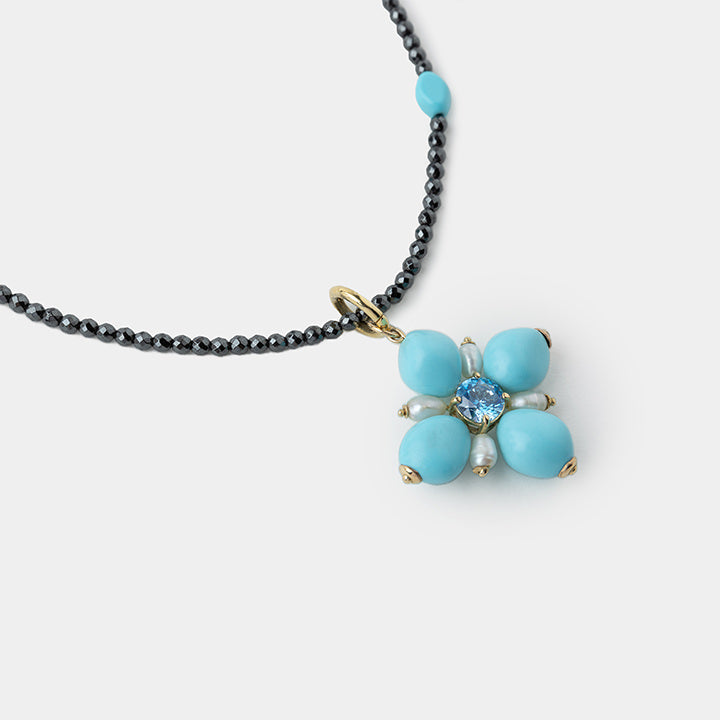 Kallista, 14K Gold Turquoise Cross Pendant - Helen Georgio