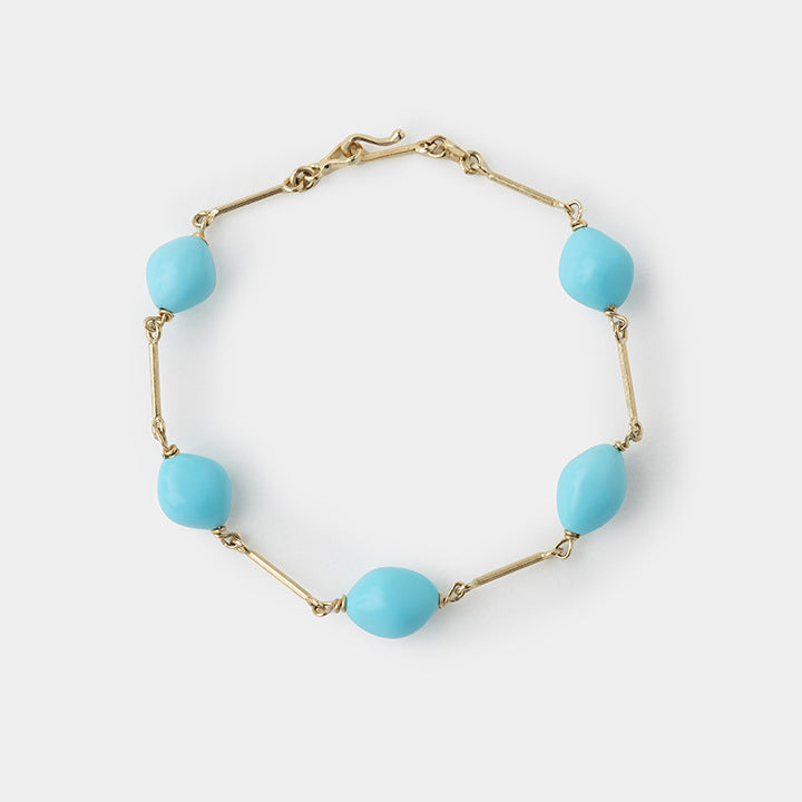 Hera, 14K Gold - Turquoise Bead Bracelet - Helen Georgio