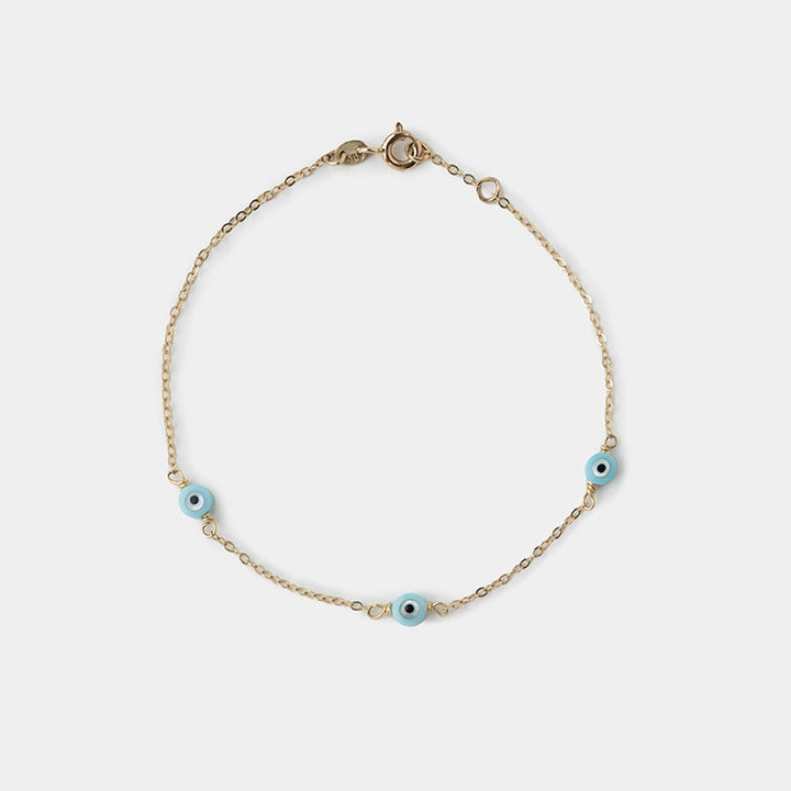 Harmonia, 14K Gold Chain Evil Eye Bracelet - Helen Georgio