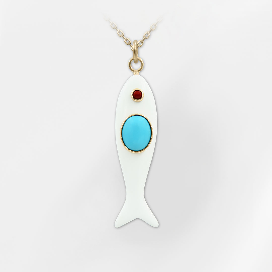 Nerida Fish Necklace · White