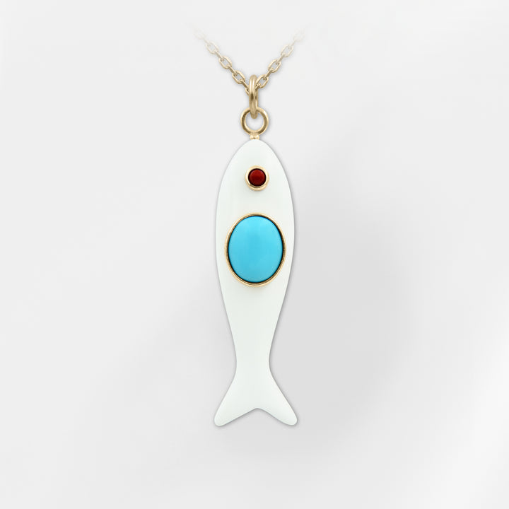 Nerida Fish Necklace · White