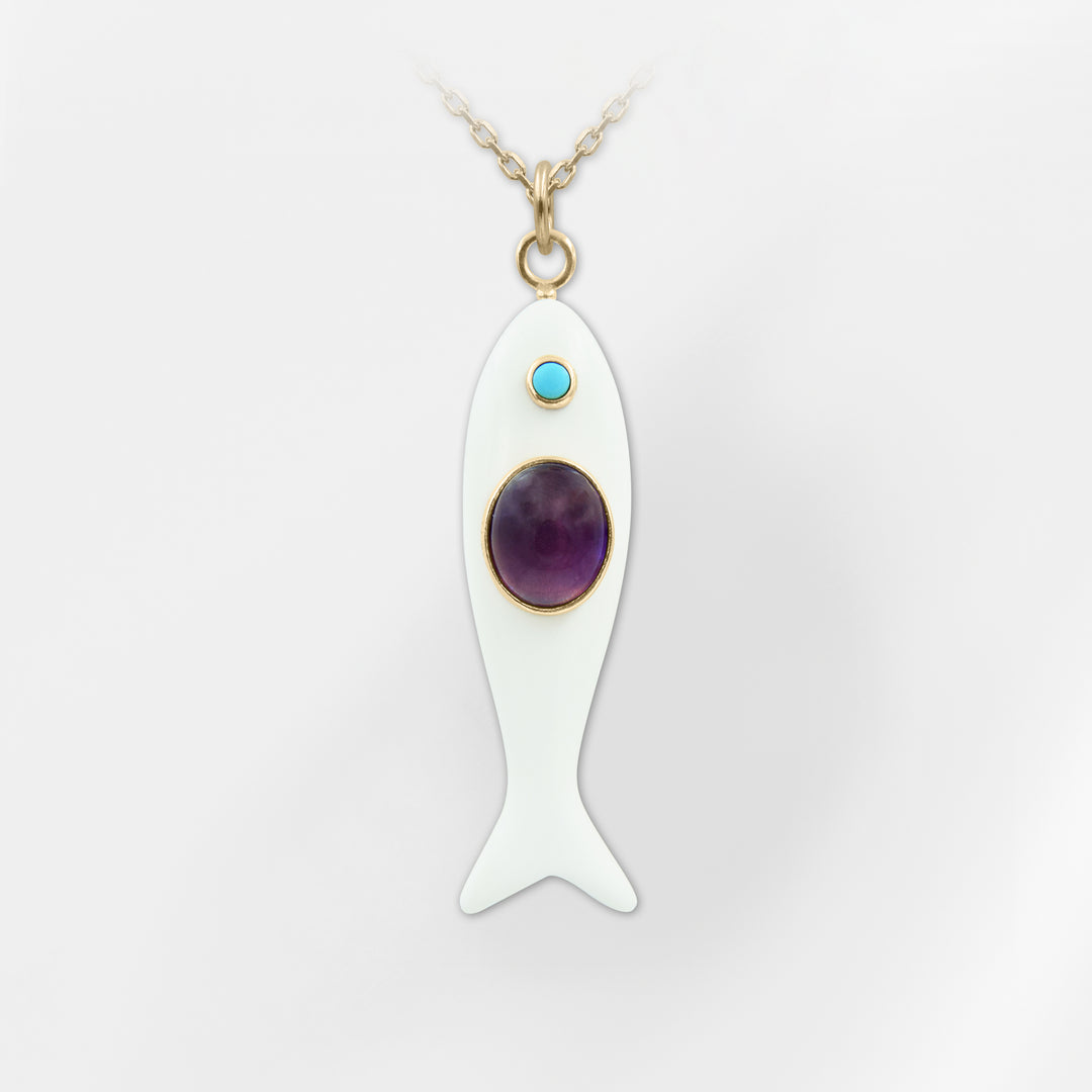 Nerida Fish Necklace · White
