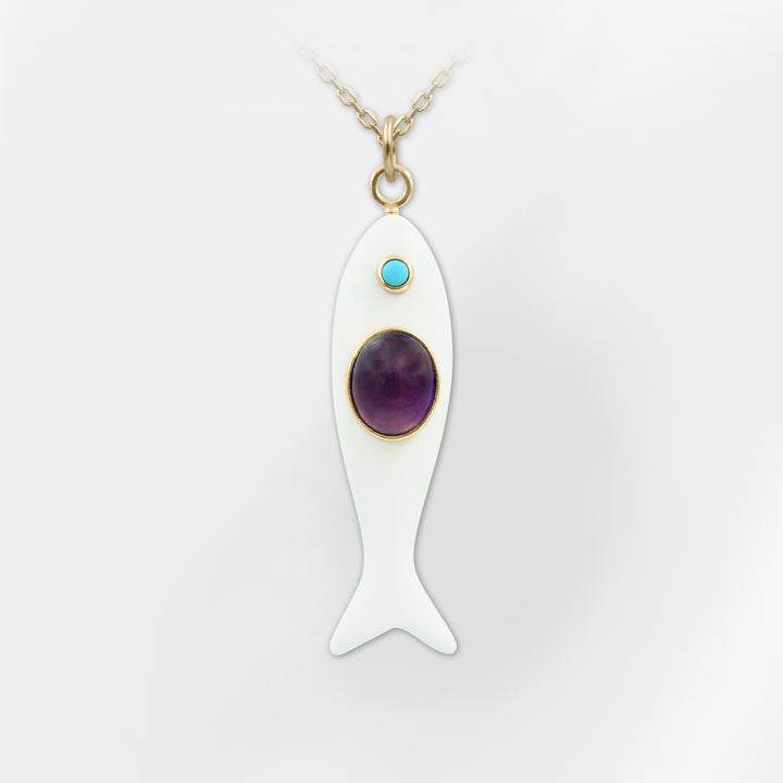 Nerida Fish Necklace · White