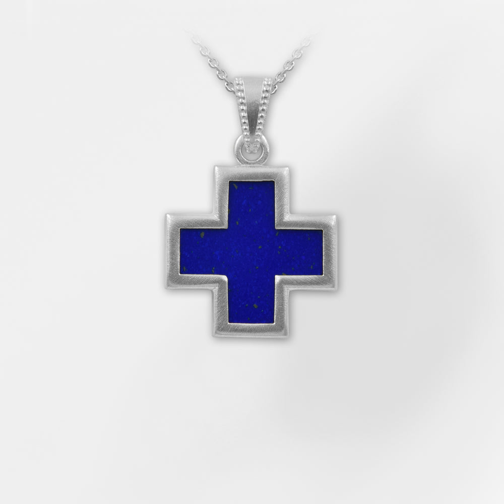 Simi, 18k Gold Plated Greek Blue Cross Necklace, - Helen Georgio