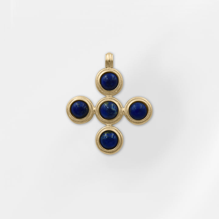Andros, 18k Gold Plated Lapis Lazuli Cross Charm
