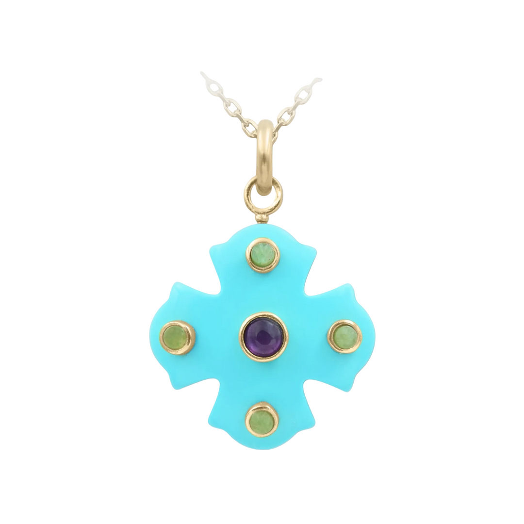 Phos Cross Necklace – Turquoise