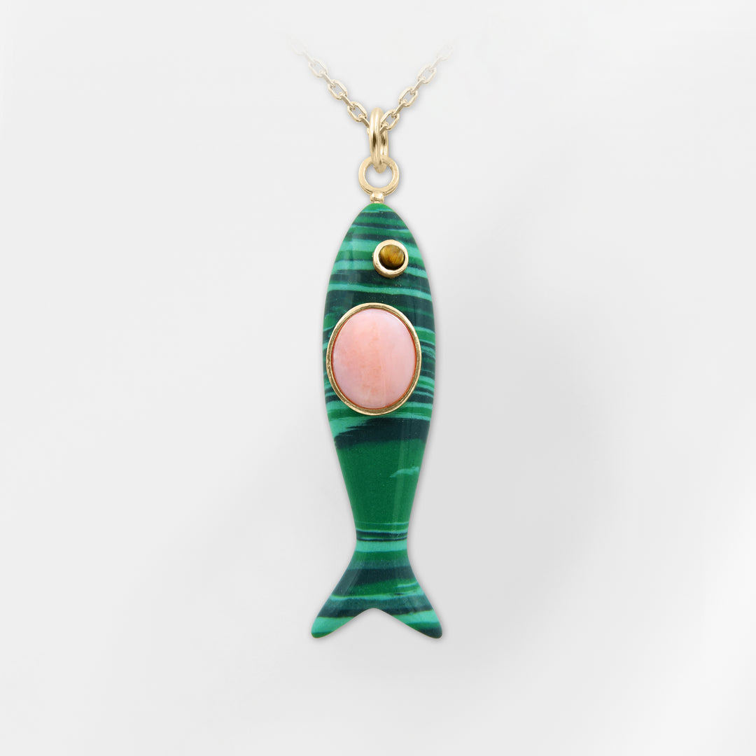 Nerida Fish Necklace · Malachite